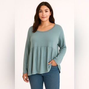 NWT FREE PEOPLE Blue Long Sleeve Top